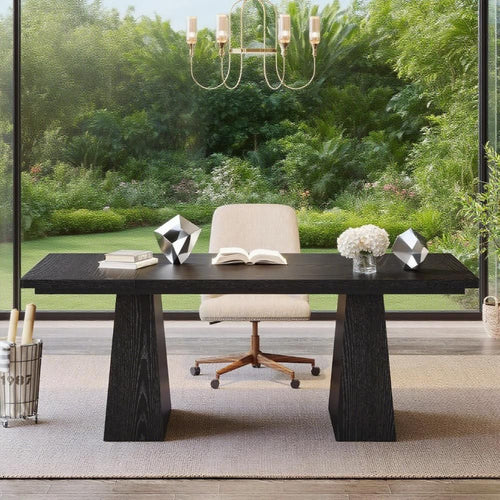 63 - Inch Executive Desk, Large Office Computer Desk With Double Pedestal, Modern Simple Workstations Writing Table Conference Table - Noventis Home