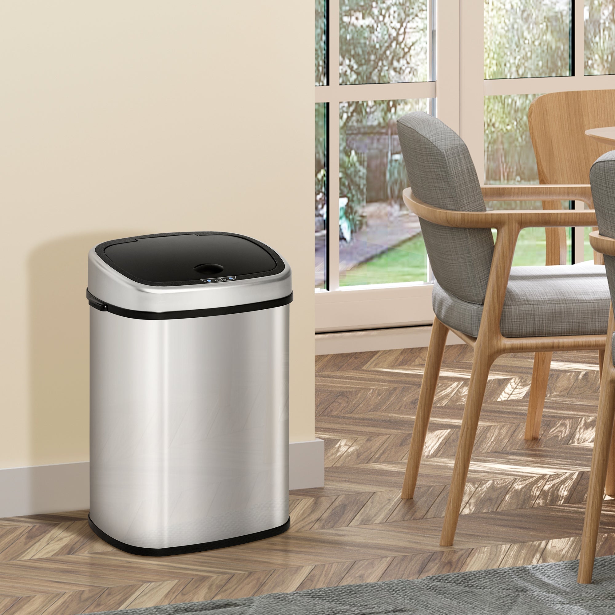 Stainless Steel Kitchen Sensor Dustbin Automatic Touchless Rubbish Garbage Waste Bin 48L Silver - Noventis Home
