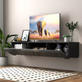 Modern Zwevend TV - meubel met Opbergruimte, 160cm, Zwart - Noventis Home