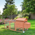 Chicken Coop Wooden Hen House Poultry Cage Pen Portable With Wheels And Nesting Box, Chicken Cage For Backyard Outdoor, Natural - Noventis Home