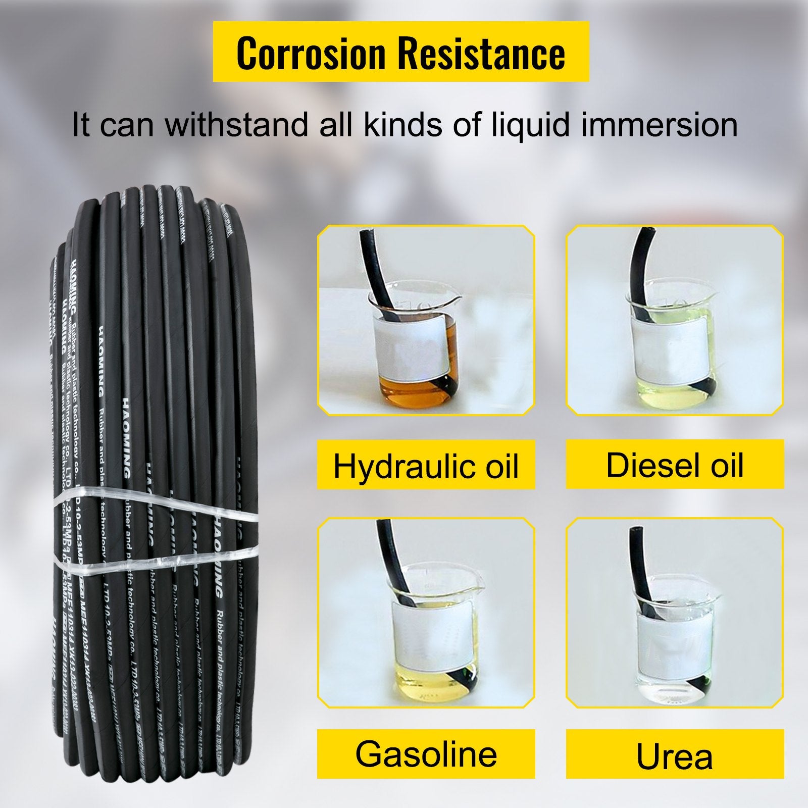 Hydraulic Hose 328 Feet Rubber Hydraulic Hoses With 2 High - Tensile Steel Wire Braid, Inner Diameter 3/8 Inch, 5000 PSI Max, Bulk Hydraulic Hose - 40 °F To 250 °F, Hydraulic Oil Flexible Hose - Noventis Home