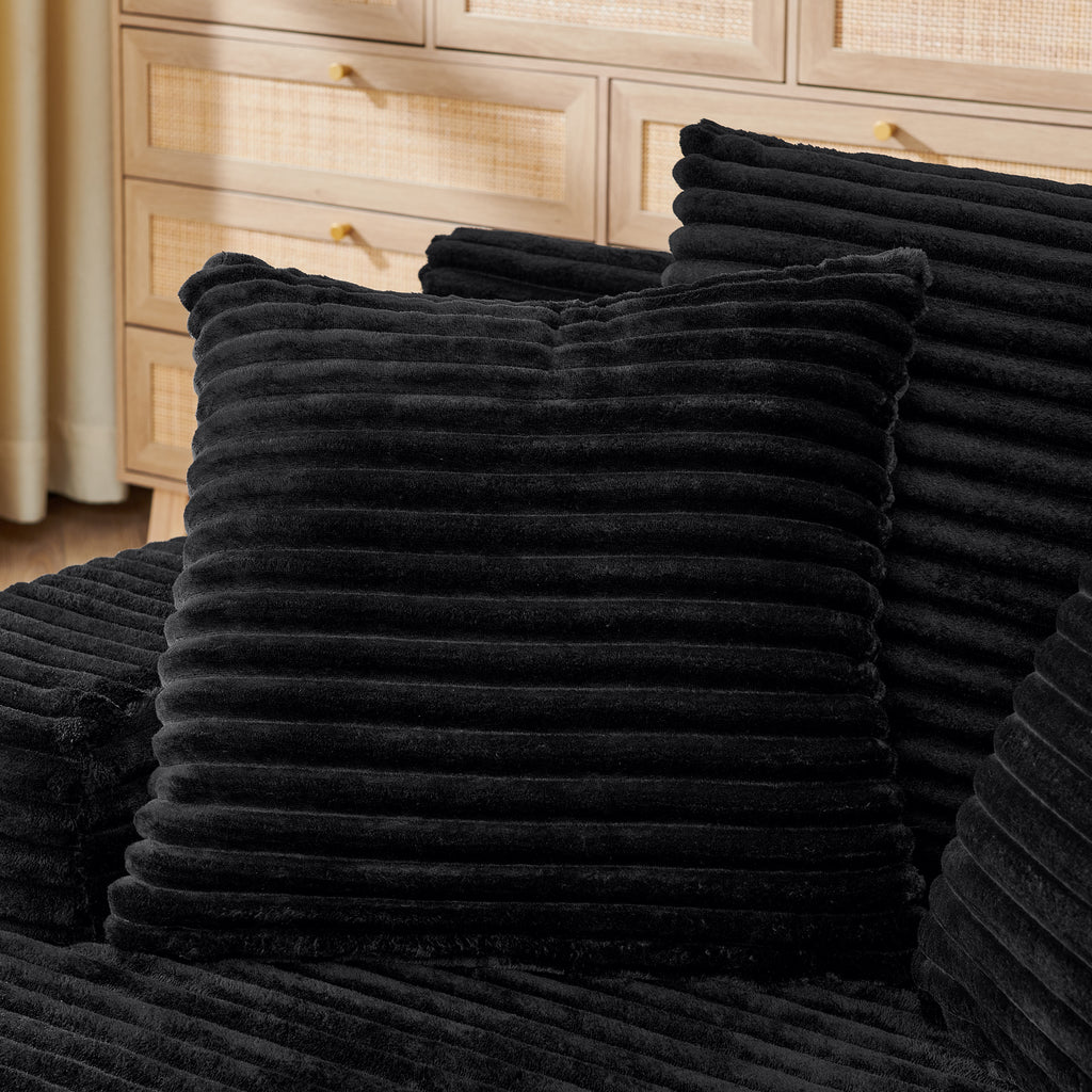 Eenpersoons Luie Schuim Loungestoel, Geen Montage Vereist, Fluweel, Modern, voor Woonkamer en Slaapkamer, Zwart - Noventis Home