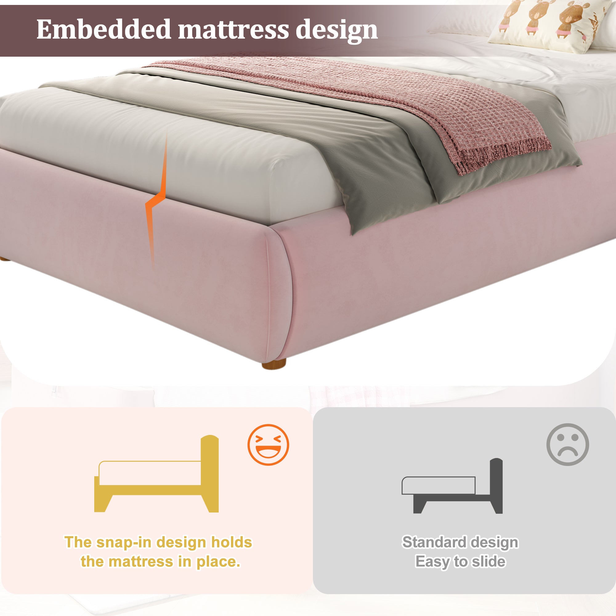 Upholstered Bed, Single Bed, Children's Bed, 3ft - 90 X 190cm, Hydraulic Bed, Bed With Headboard And Large Storage Space, Upholstered Headboard, Velvet, Pink - Noventis Home