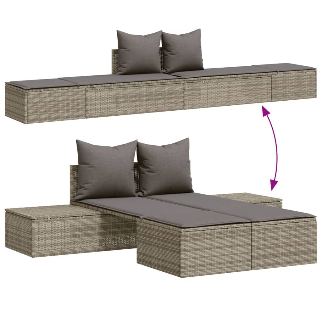 Dubbele Ligstoel met Kussens, Poly Rattan, voor Tuin en Terras - Noventis Home