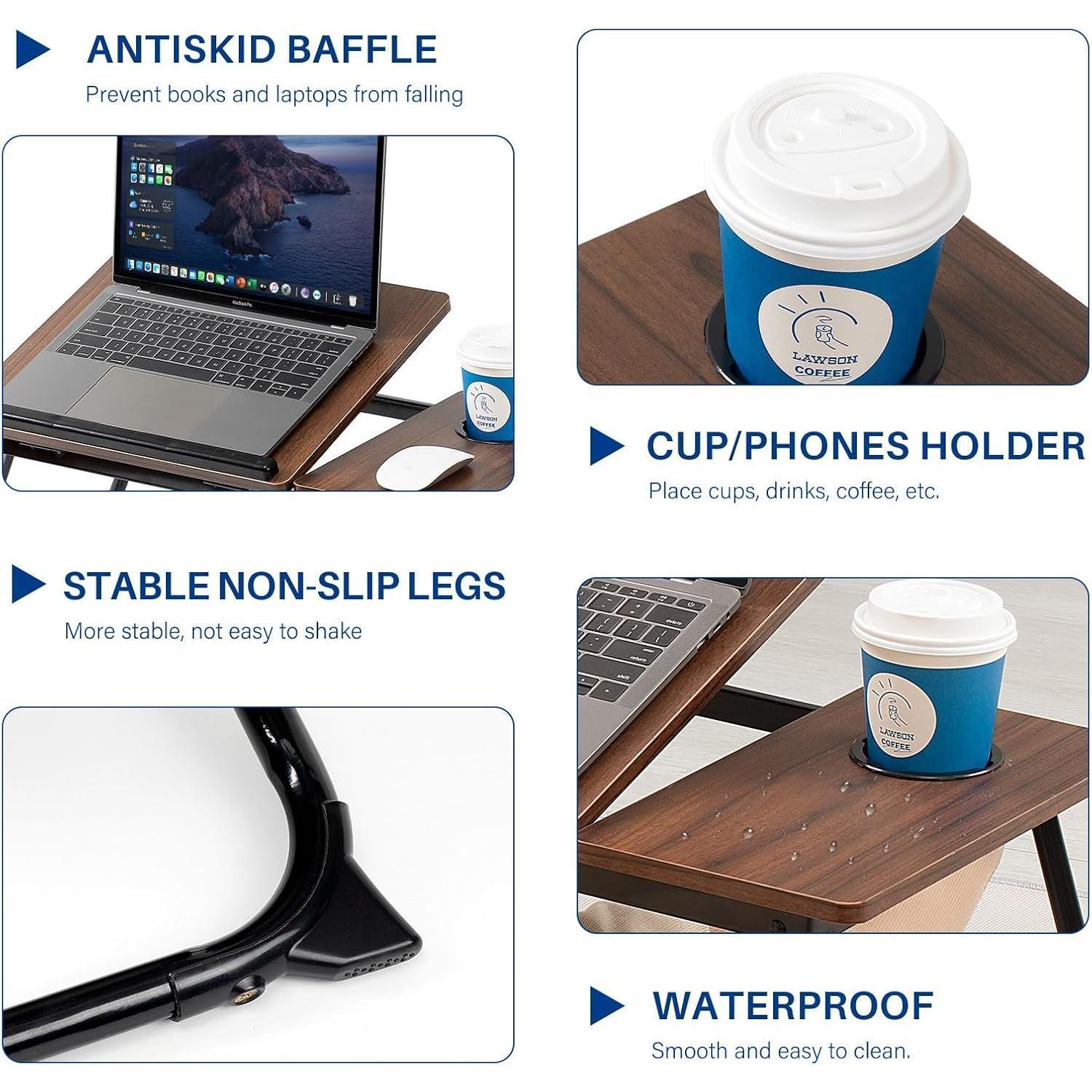 Adjustable Laptop Desk,Bed Computer Desk, Foldable Study Desk, Bedroom, Children's Adjustable Table, Small Coffee Table, Dining Table, Adjustable Solid Wood Writing Desk - Noventis Home