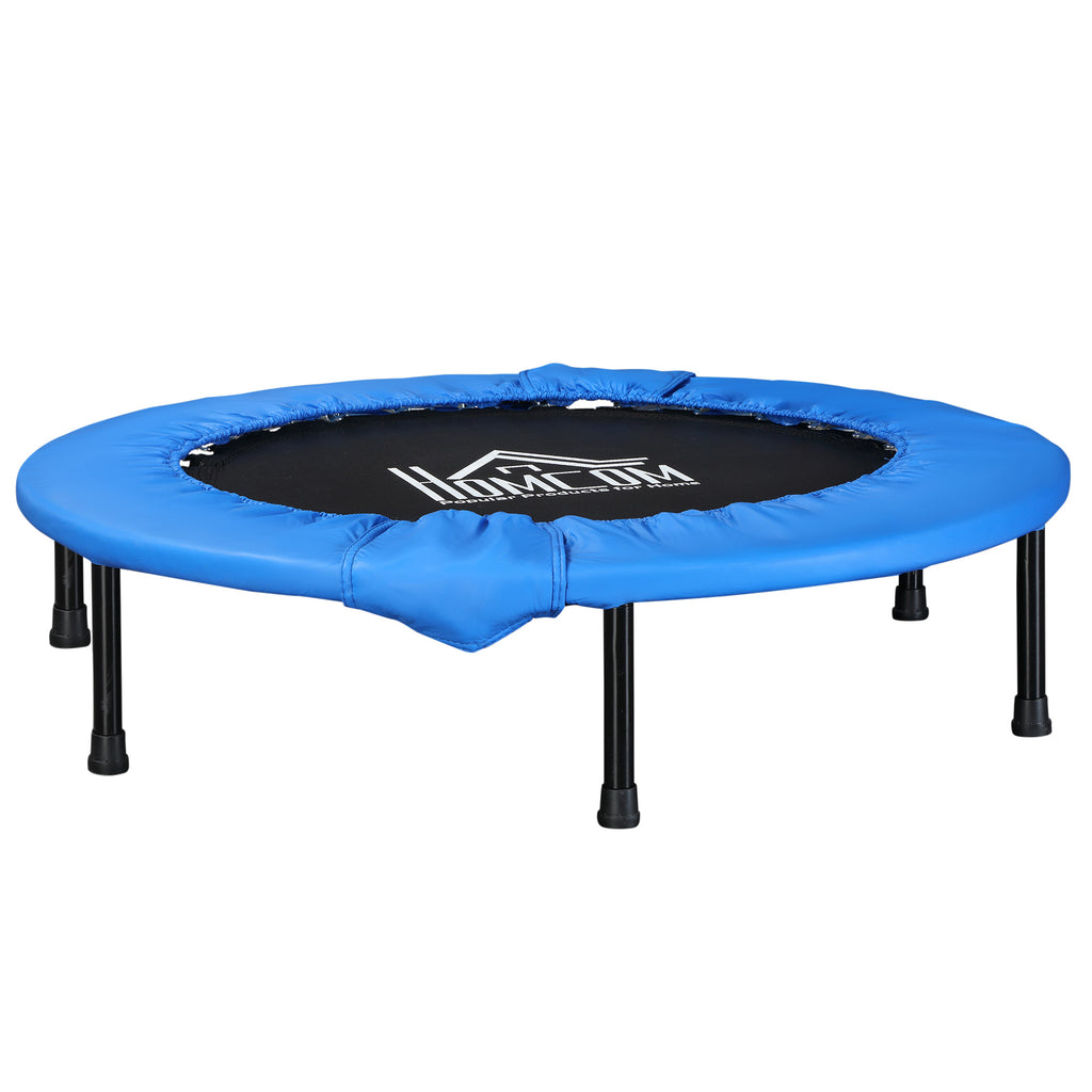 38" Mini Fitness Trampoline Home Gym Yoga Exercise Rebounder Indoor Outdoor Jumper With Safety Pad, Support Up To 150 KG, Blue And Black - Noventis Home