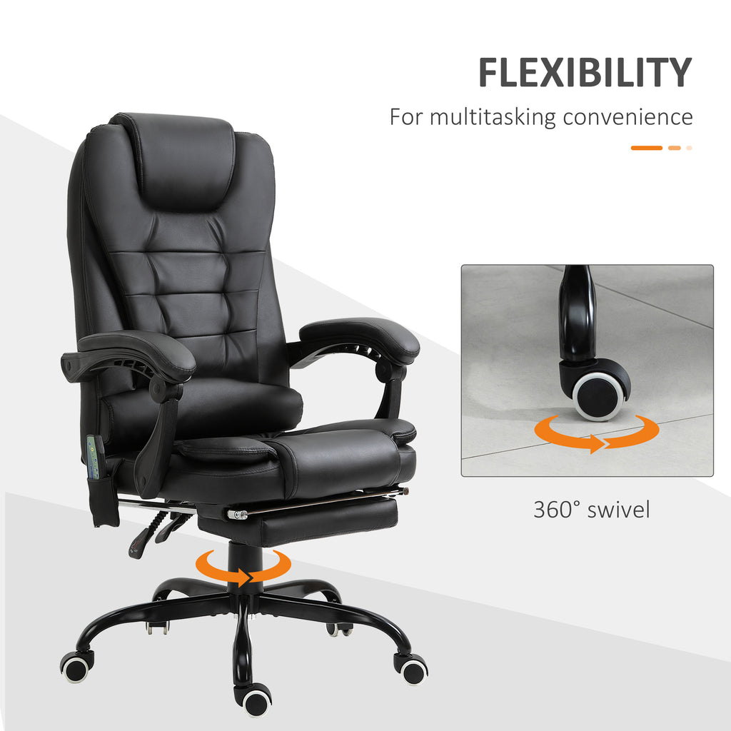 7 - Point Vibrating Massage Office Chair High Back Executive Recliner with Lumbar Support, Footrest, Reclining Back, Adjustable Height, Black - Noventis Home