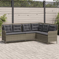 L - vormige Tuinbank met Kussens, Poly Rattan, 5 - zitter, Donkergrijs - Noventis Home