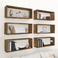 Cube Shelves 6 pcs. Smoked Oak 60x Wood - based material - Noventis Home