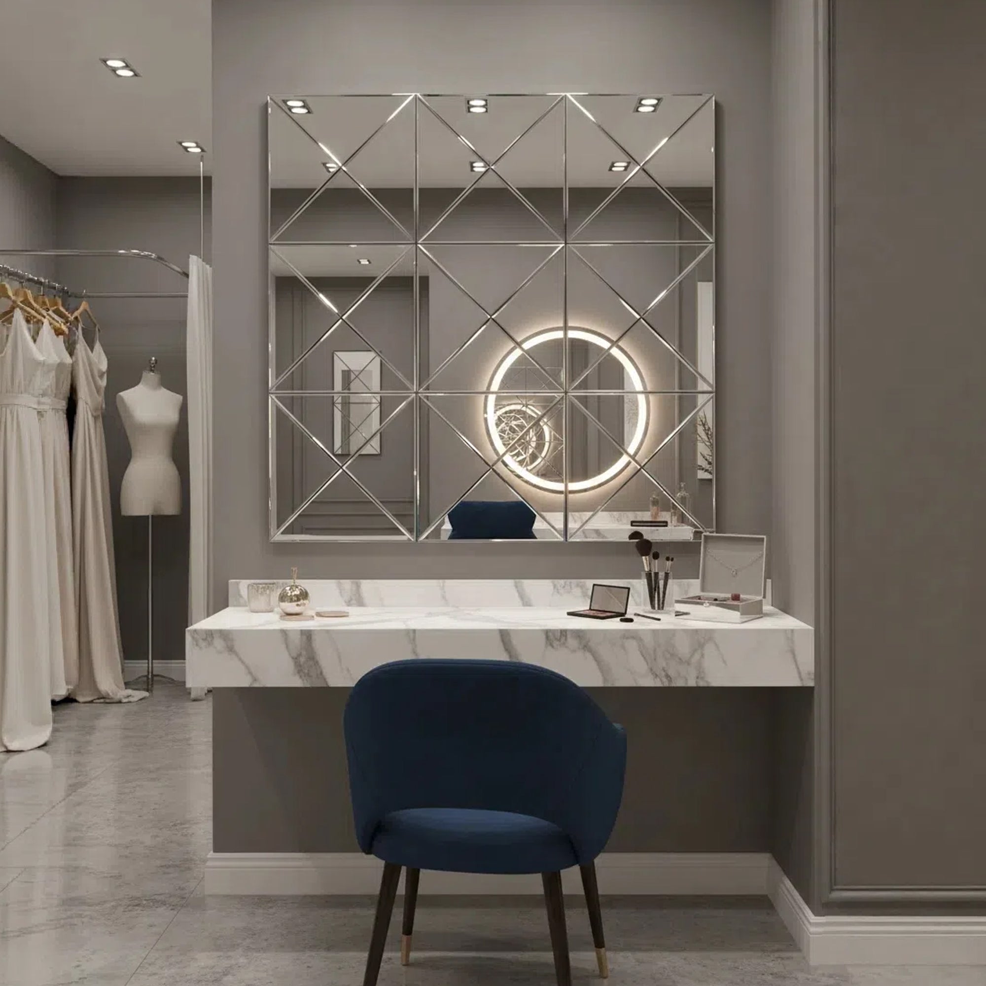 3d Mirror Wall Decor Beveled Glass Wall Mirror Interior Home Decor Large Square Wall Mirror For Various Rooms Such As Living Room Bedroom Or Dining Room - Noventis Home