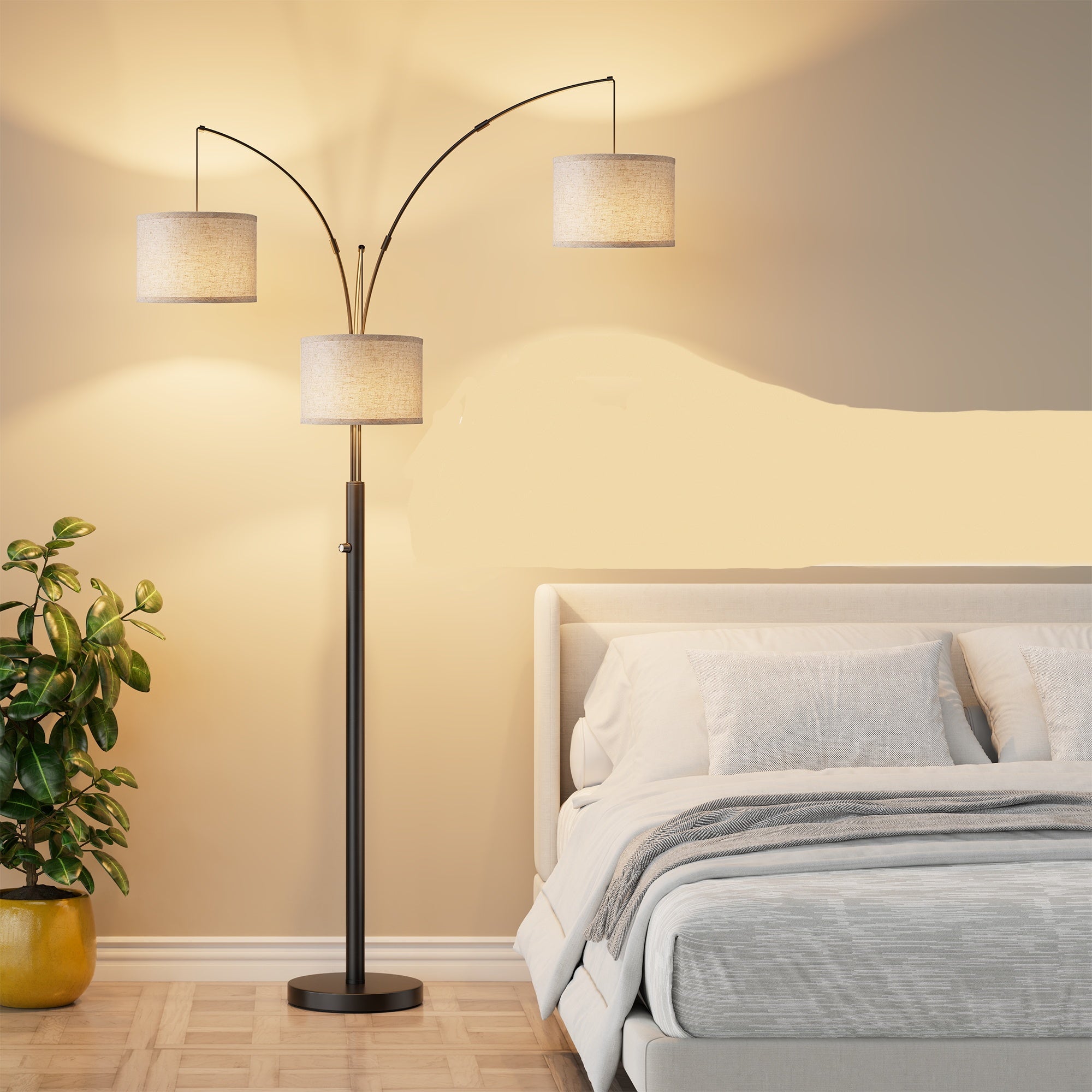 Three - Color Temperature & Dimmable Three - Head Floor Lamp Create A Cozy Home Lighting Ambiance - Noventis Home