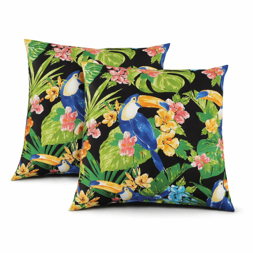 2 Pack Outdoor Throw Pillows, Waterproof & Fade - Resistant Patio Cushions For Garden, Porch, Poolside Furniture - Soft & Comfortable Decorative Pillow Covers 18x18 Inch,Rich Forest Green - Noventis Home