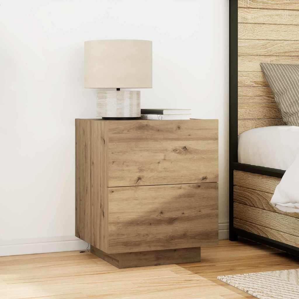 Nachtkastje met LED - verlichting, Houtcomposiet, 45x40x55cm - Noventis Home
