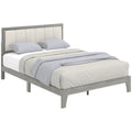 Tweepersoons Platform Bedframe met Gestoffeerd Hoofdeinde en Houten Latten, Geen Boxspring Nodig, Grijs - Noventis Home