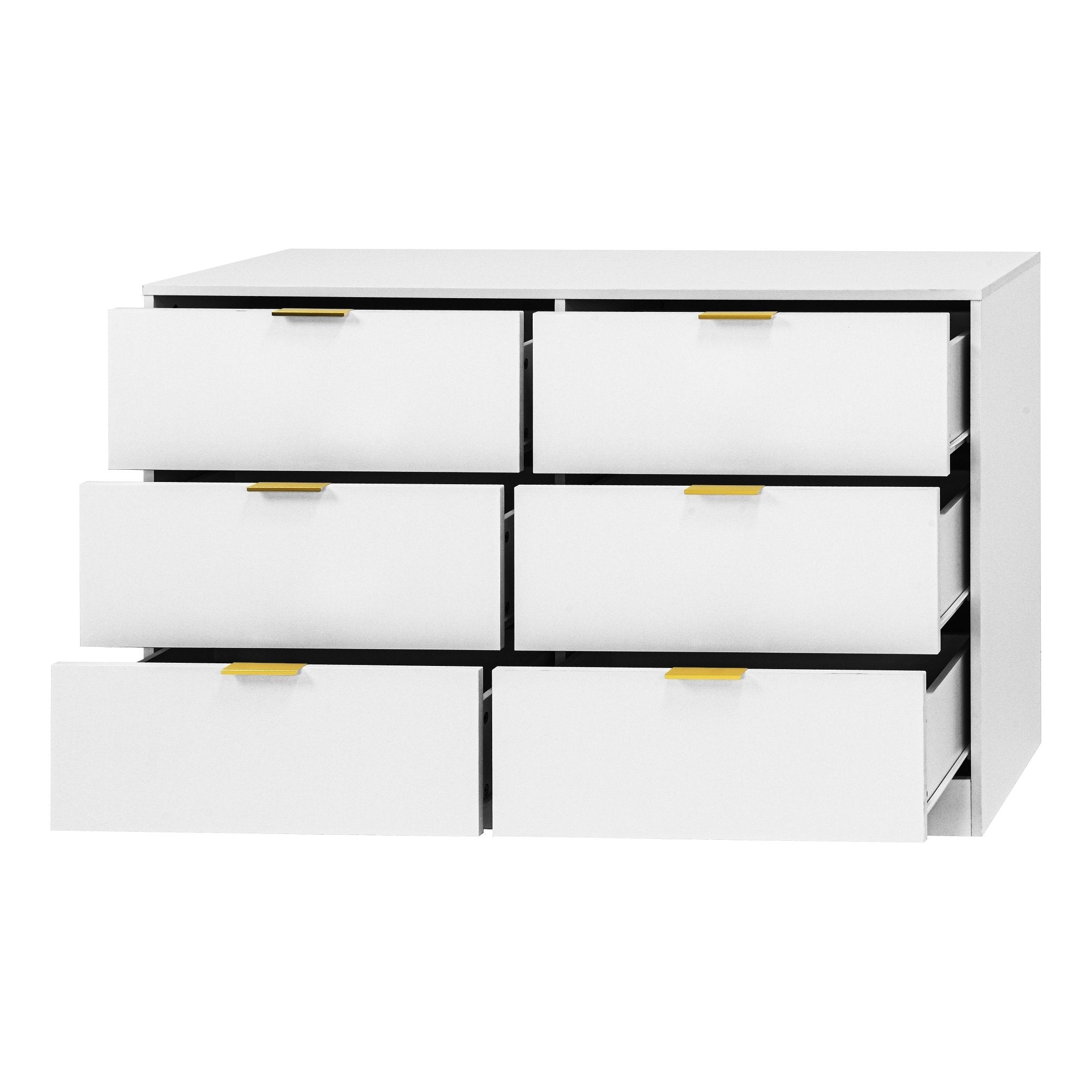 Simply Modern 6 - Drawer Dresser, Chest Of Drawers For Bedroom, Living Room, Hallway, And Entryway - Large Storage Cabinet White - Noventis Home