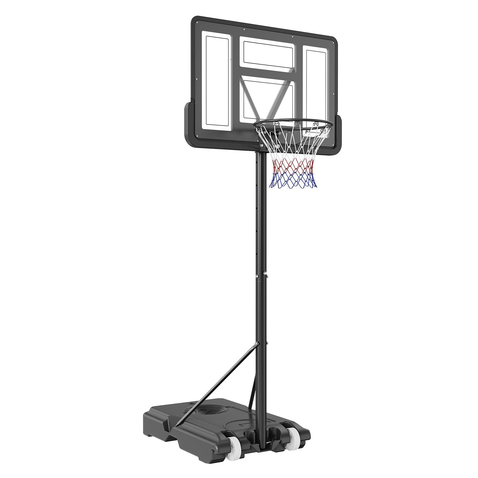 Basketbalpaal Verstelbaar 120 - 305cm, Draagbaar met Wielen en Vulbare Basis, voor Buiten en Binnen - Noventis Home