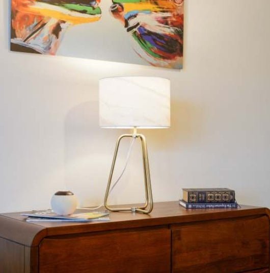 New Design Small Modern Stylish Desk Lamp In Stock In The United States, Easy To Install, Optima Marble Lampshade Table Lamp - Bronze 110V Metal Online Shift Switch, Used For Bedside Table Lamp - Noventis Home