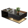 Salontafel Hoogglans Zwart met Glas en LED-verlichting, 105x55x32,5 cm