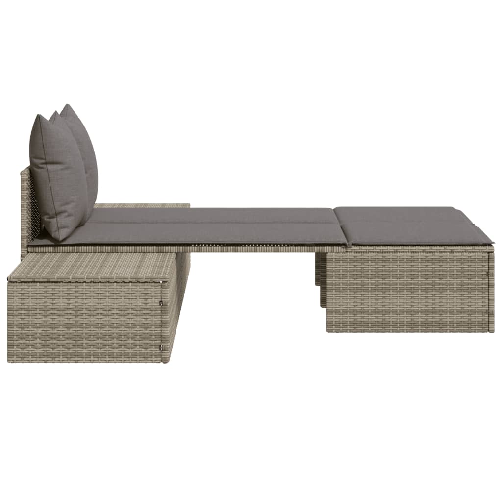 Dubbele Ligstoel met Kussens, Poly Rattan, voor Tuin en Terras - Noventis Home