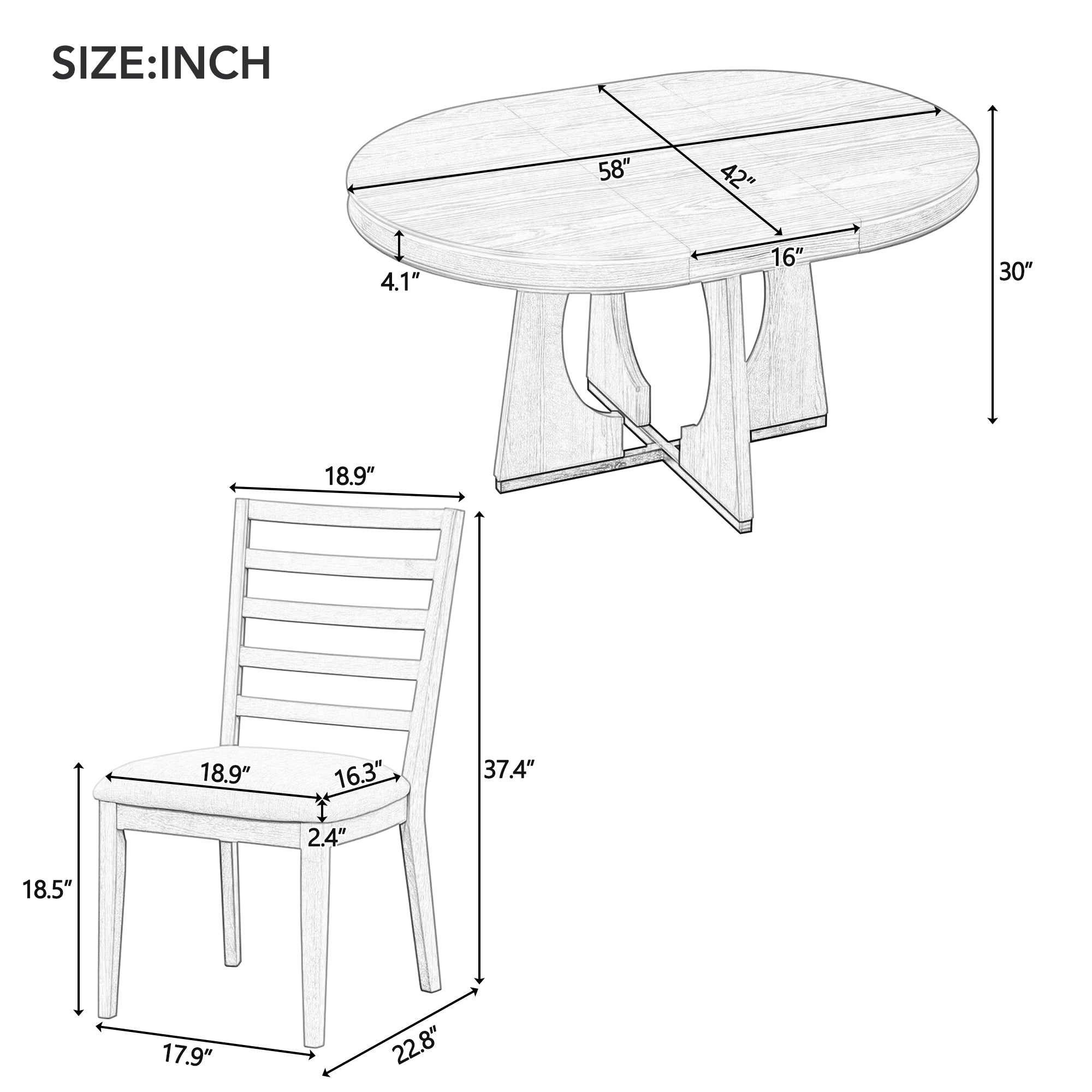 TREXM Round Dining Table For 4 With Chairs Set Extendable Dining Table Set With 16 Removable Middle Leaf 5 Piece Retro Dining Table Set Unique Geometric Design For Kitchen Dining Room Natural - Noventis Home