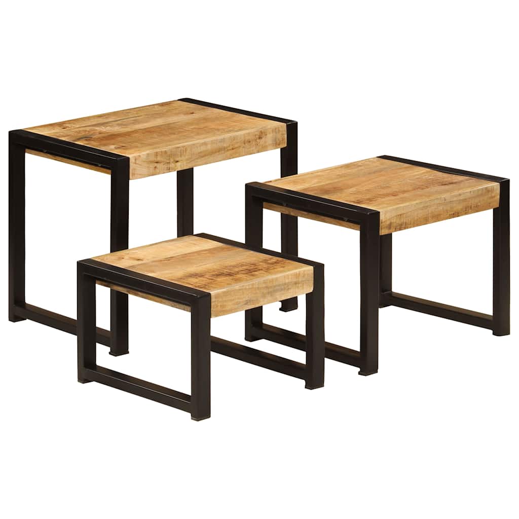 Nesttafels Set van 3, Massief Mangohout - Noventis Home
