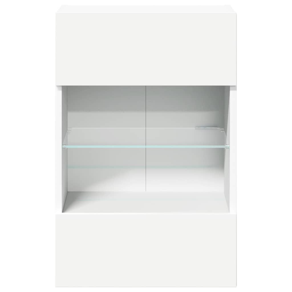 Wandkasten met RGB LED - verlichting voor TV, Set van 2, Artisan Eiken/Wit - Noventis Home