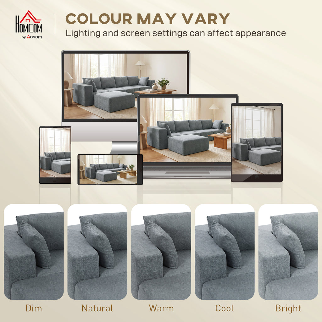 Modular Sectional Sofa, Boneless U - Shape Sectional Couch with 2 Ottomans, Dark Gray - Noventis Home