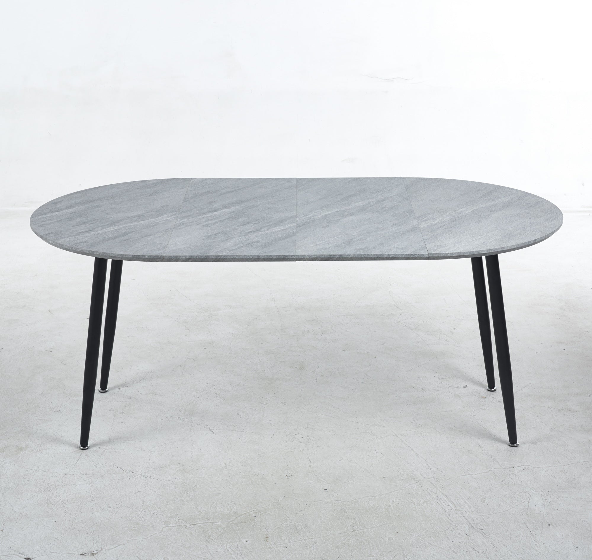 Uitschuifbare Eettafel, 100-140-180x100x75cm, Metalen Poten, Grijs MDF