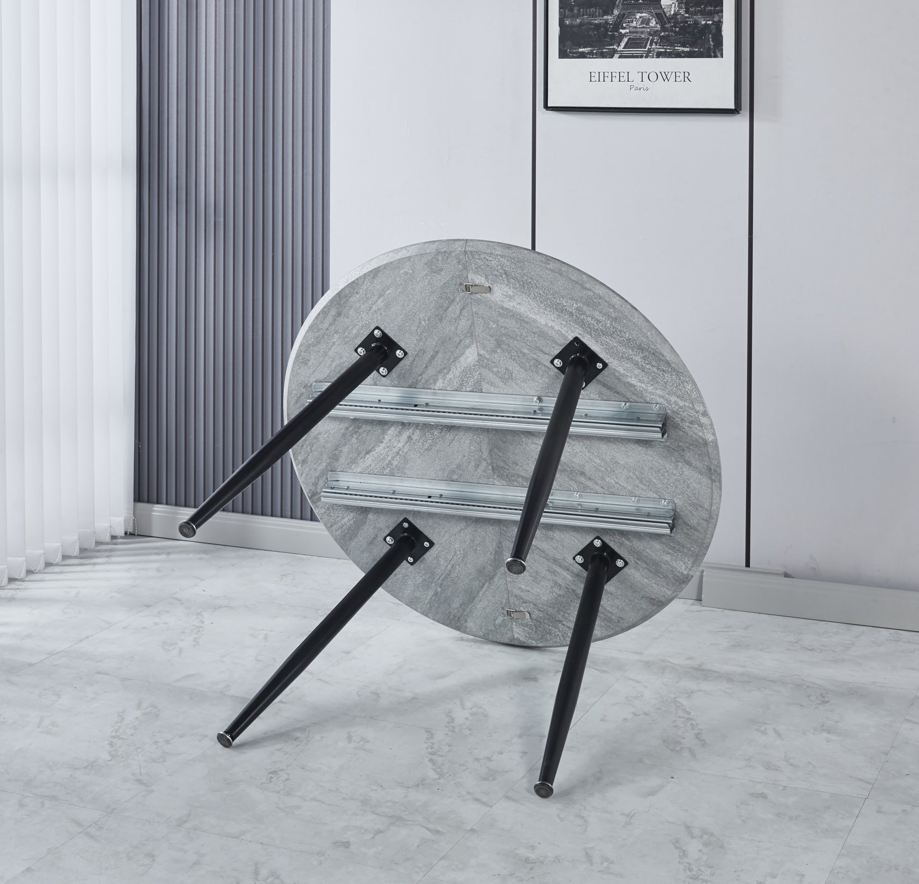 Uitschuifbare Eettafel, 100-140-180x100x75cm, Metalen Poten, Grijs MDF