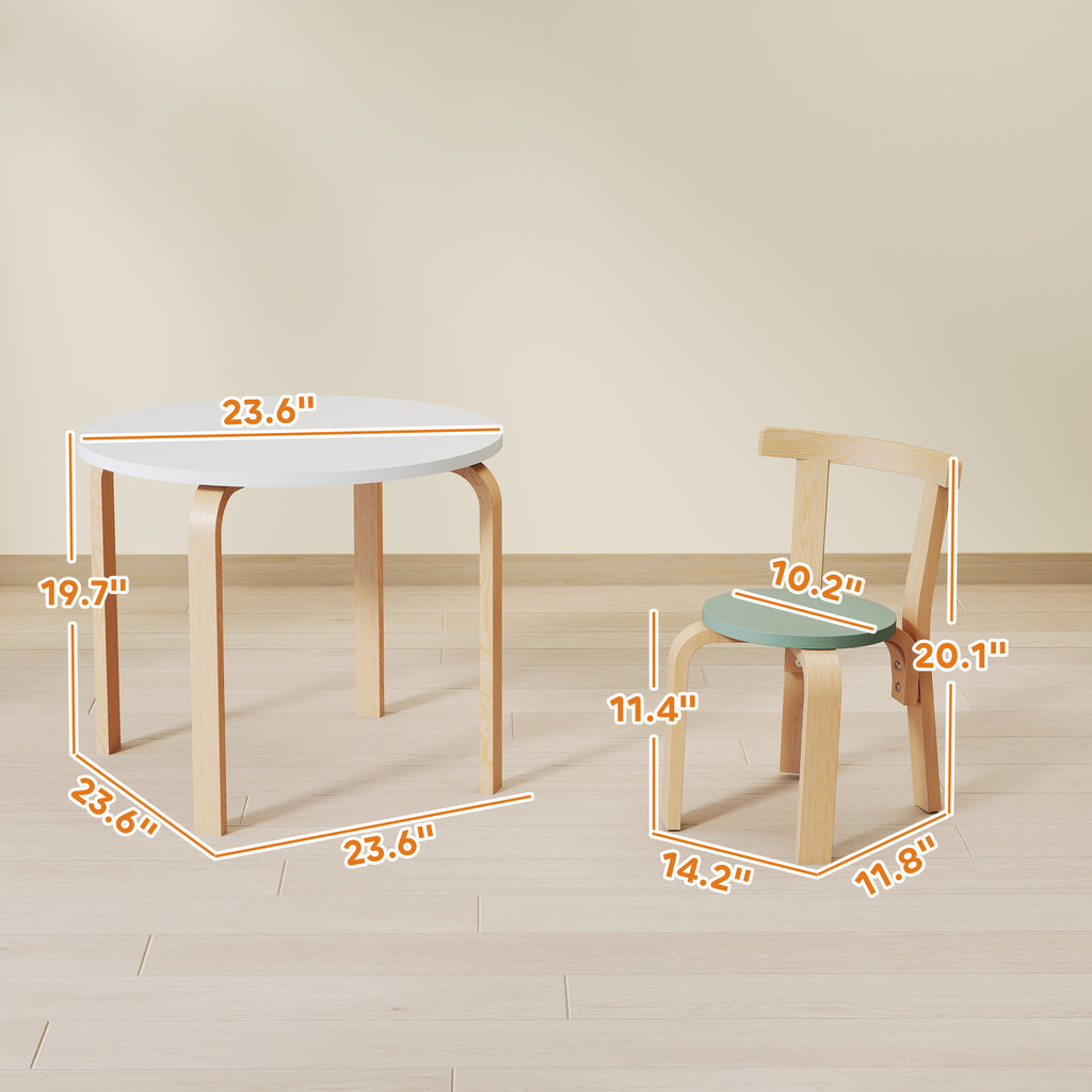 Wooden Kids Table and Chairs Set, 5 Piece Wooden Toddler Table and Chairs Set for Ages 3 - 8 Years, Green - Noventis Home