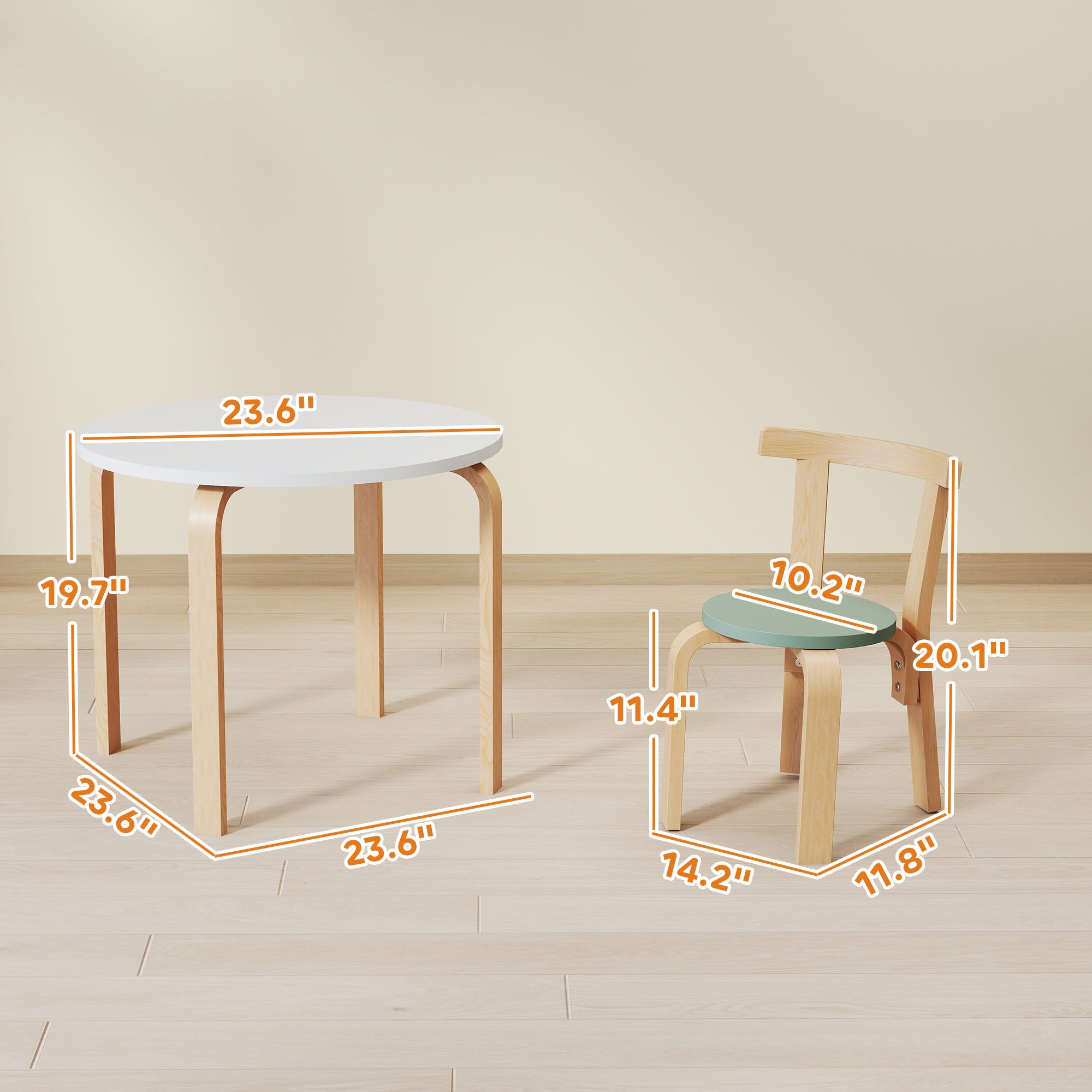 Wooden Kids Table and Chairs Set, 5 Piece Wooden Toddler Table and Chairs Set for Ages 3 - 8 Years, Green - Noventis Home