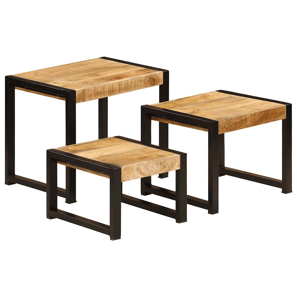 Nesttafels Set van 3, Massief Mangohout - Noventis Home