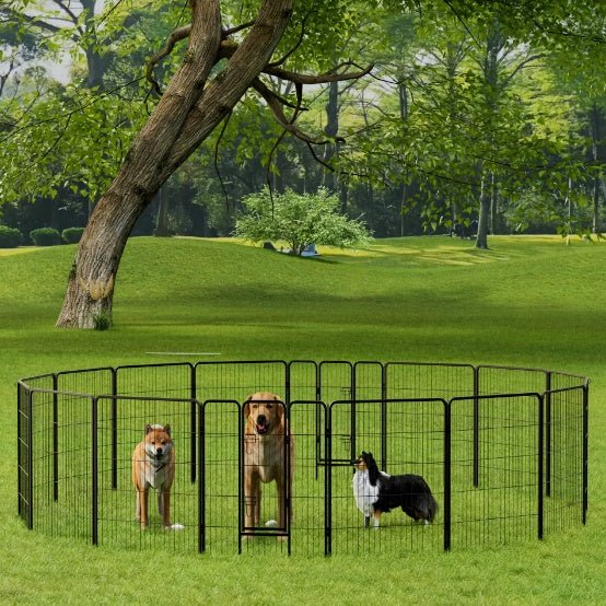 Dog Playpen, 40 Inch 16 Panels Puppy Playpen, Dog Exercise Pen For Large Medium Small Dogs, Foldable Dog Pen With Doors For RV, Camping, Yard - Noventis Home
