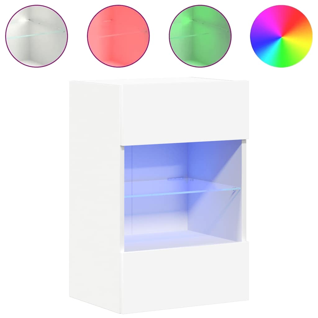 Wandkasten met RGB LED - verlichting voor TV, Set van 2, Artisan Eiken/Wit - Noventis Home