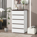 5 Drawer Dresser For Bedroom, Modern Closet Dressers Chest Of Drawers, White & Walnut Color Storage Dresser Chest Cabinet Organizer Unit - Noventis Home