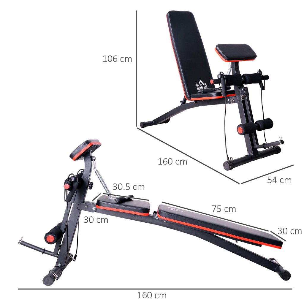 Opvouwbare Trainingsbank, Verstelbare Krachttraining Sit - up Buikspierbank, Incline/Decline, Rood - Noventis Home