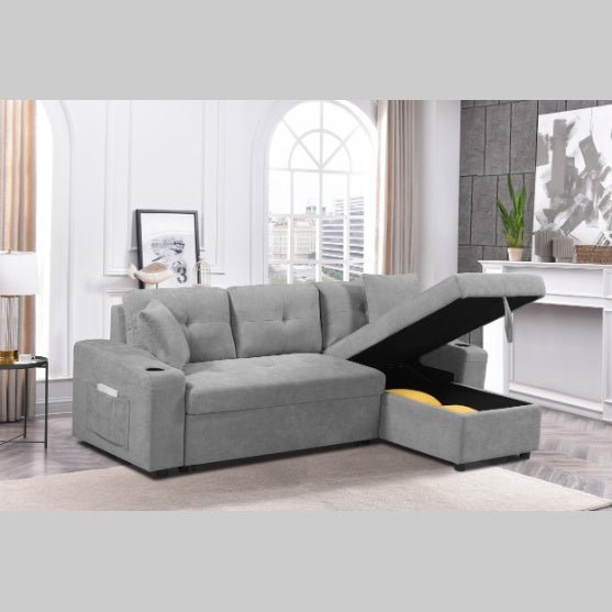 Convertible Sectional Sofa With Armrest Storage - Noventis Home