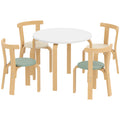 Wooden Kids Table and Chairs Set, 5 Piece Wooden Toddler Table and Chairs Set for Ages 3 - 8 Years, Green - Noventis Home