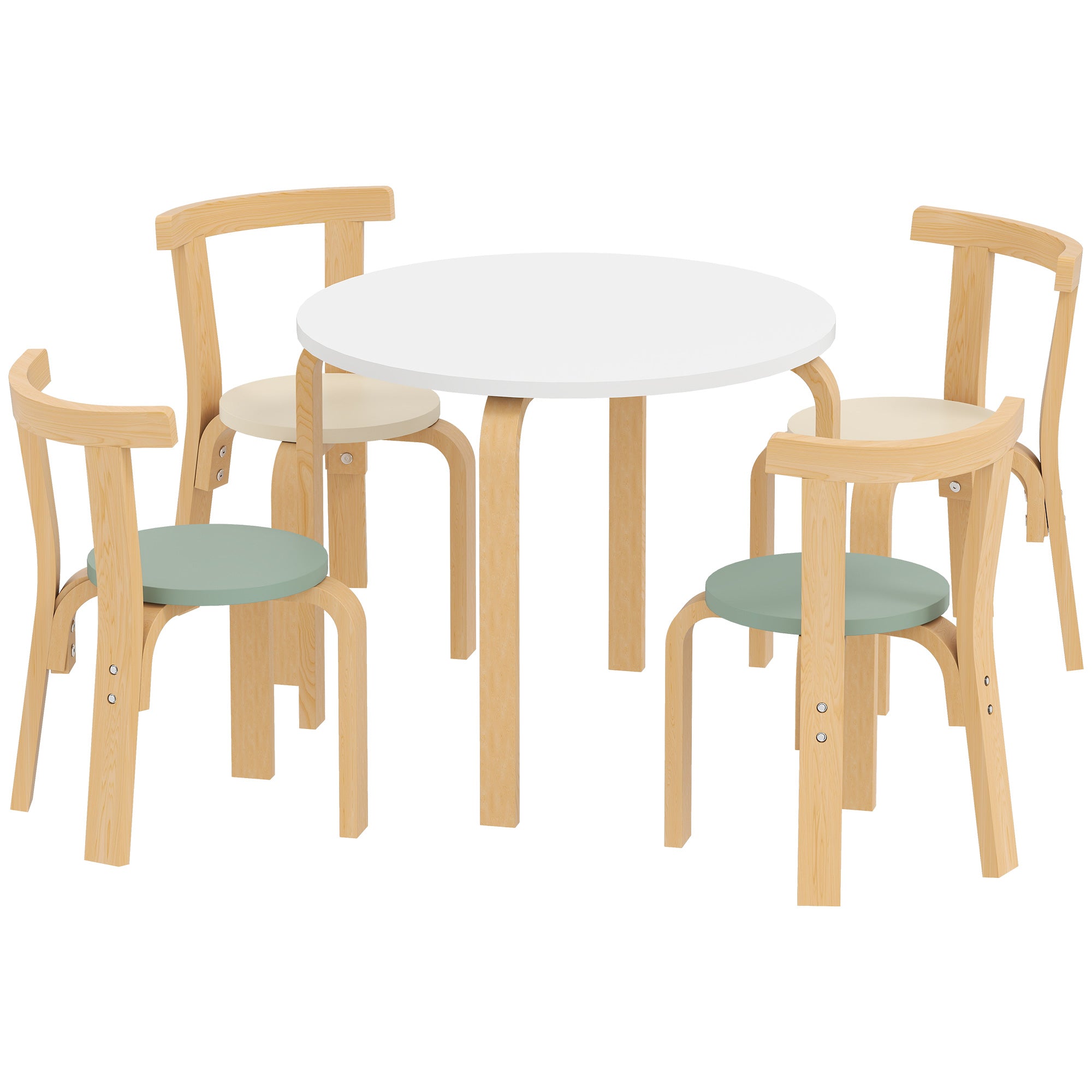 Wooden Kids Table and Chairs Set, 5 Piece Wooden Toddler Table and Chairs Set for Ages 3 - 8 Years, Green - Noventis Home