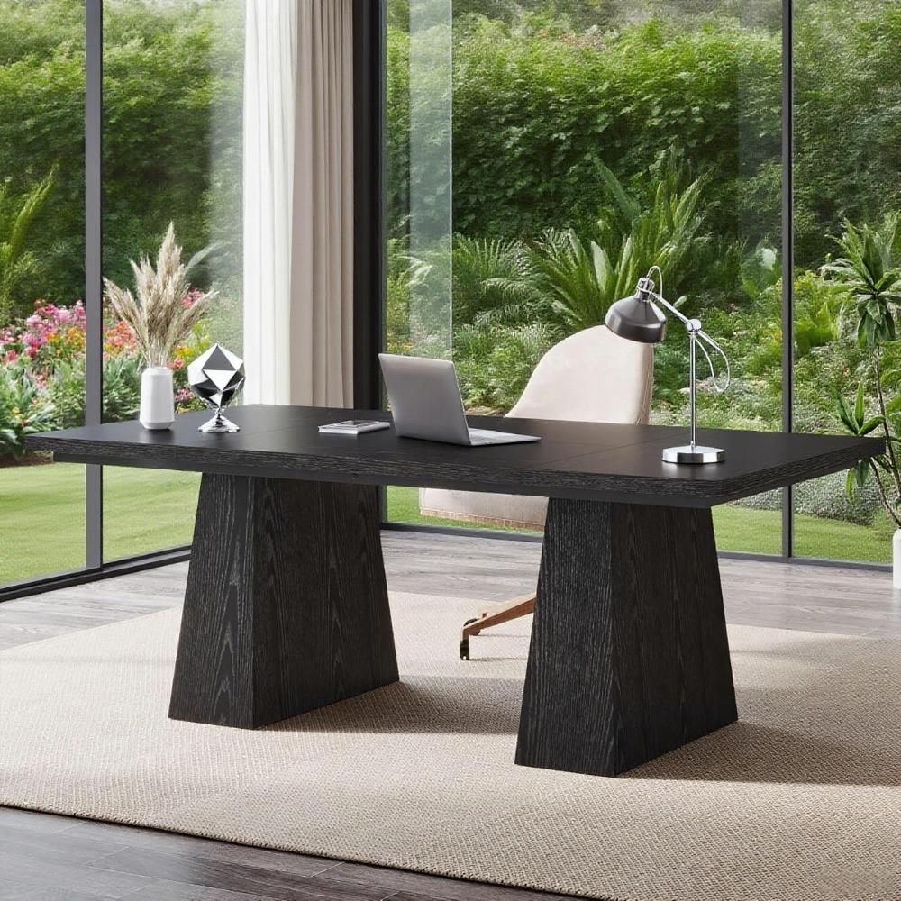 63 - Inch Executive Desk, Large Office Computer Desk With Double Pedestal, Modern Simple Workstations Writing Table Conference Table - Noventis Home
