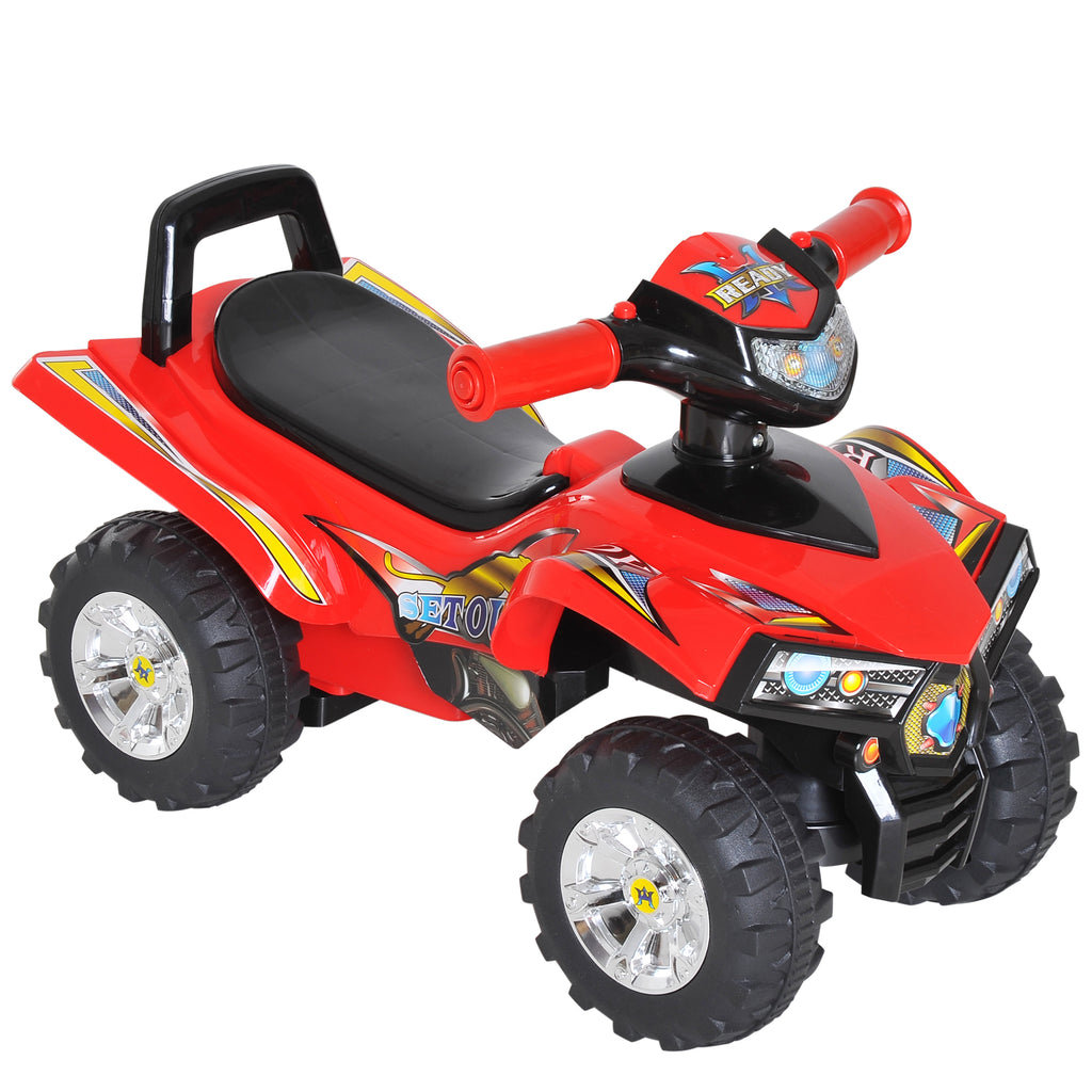 Kinder Loopauto Quad Bike, 4 Wielen, Toeter en Muziek, Rood