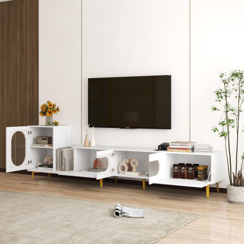 Uitschuifbaar Houten TV-meubel - Rechthoekig Entertainment Center voor Woonkamer en Slaapkamer
