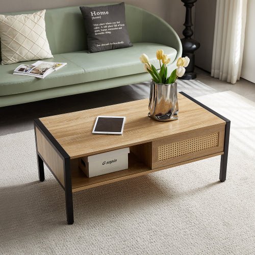40.16 Inch Rattan Coffee Table - Noventis Home