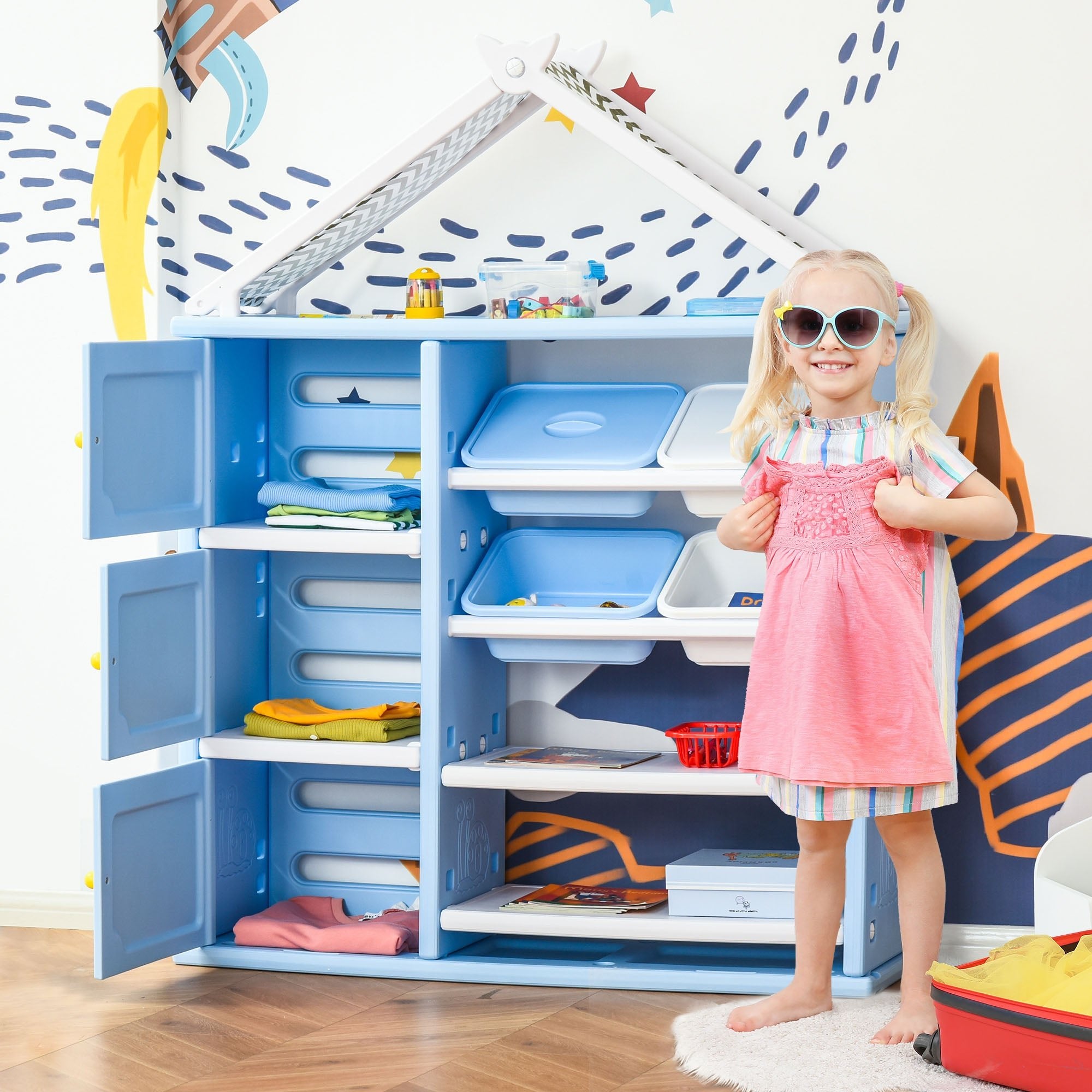 Kids Toy Storage Organizer with 4 Bins - Noventis Home