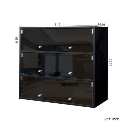 Zwarte Schoenenopbergkast met Glazen Deuren en RGB LED - verlichting - Noventis Home