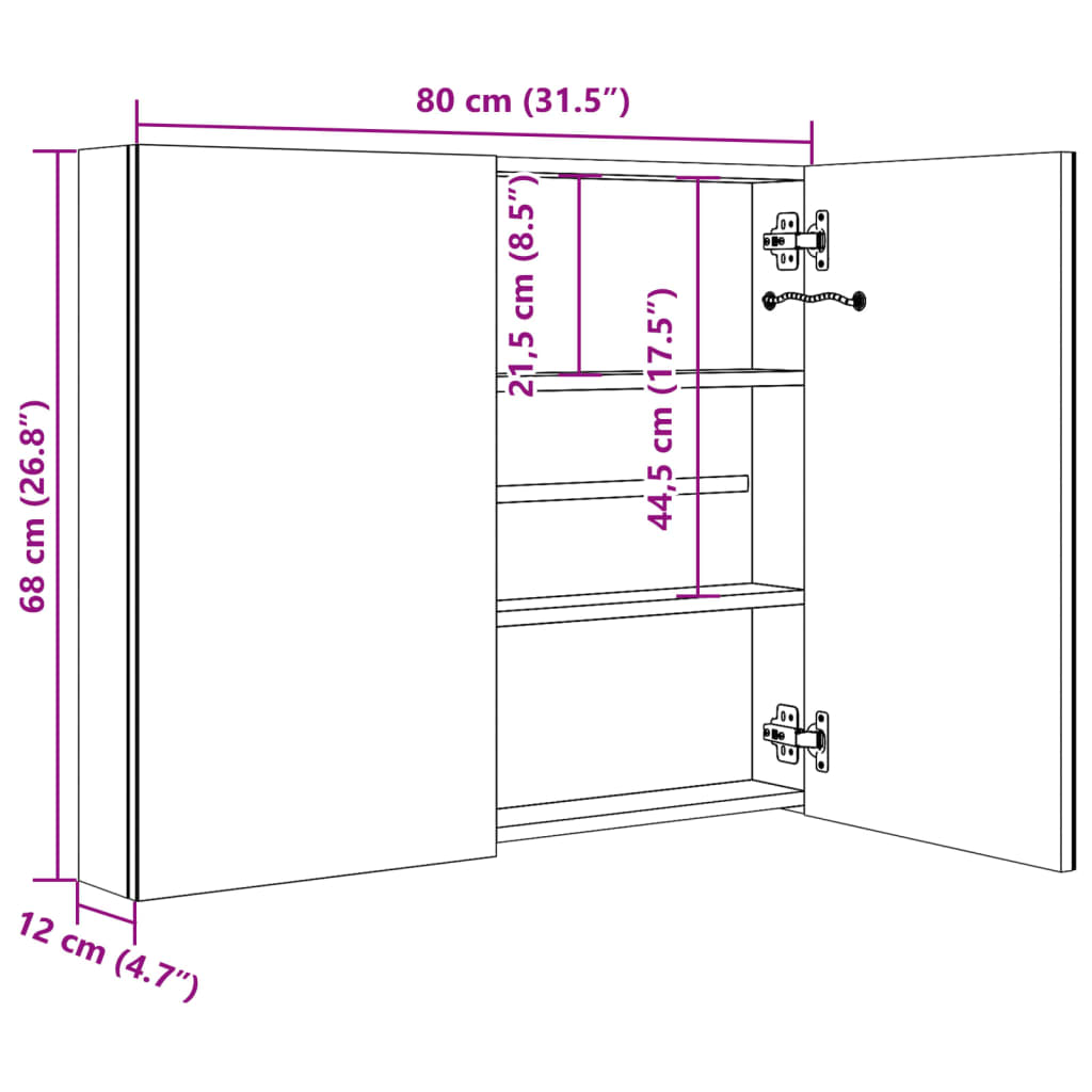 LED mirror cabinet 80x12.2x68 cm - Noventis Home